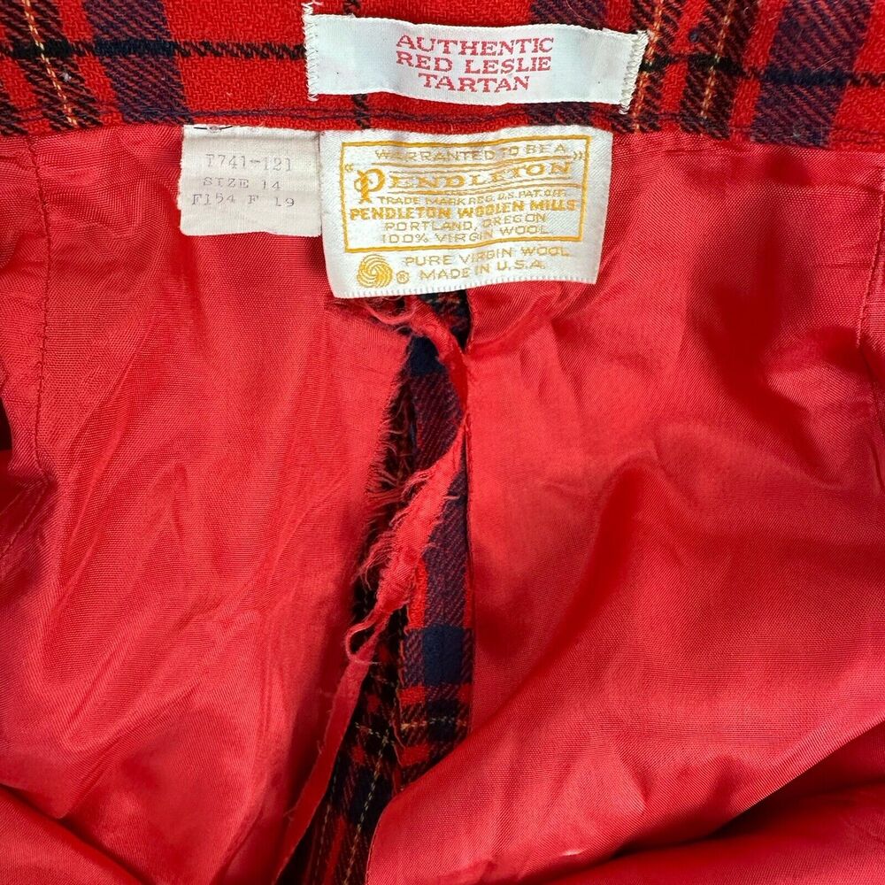 Vintage Pendleton authentic red leslie tartan pan… - image 5